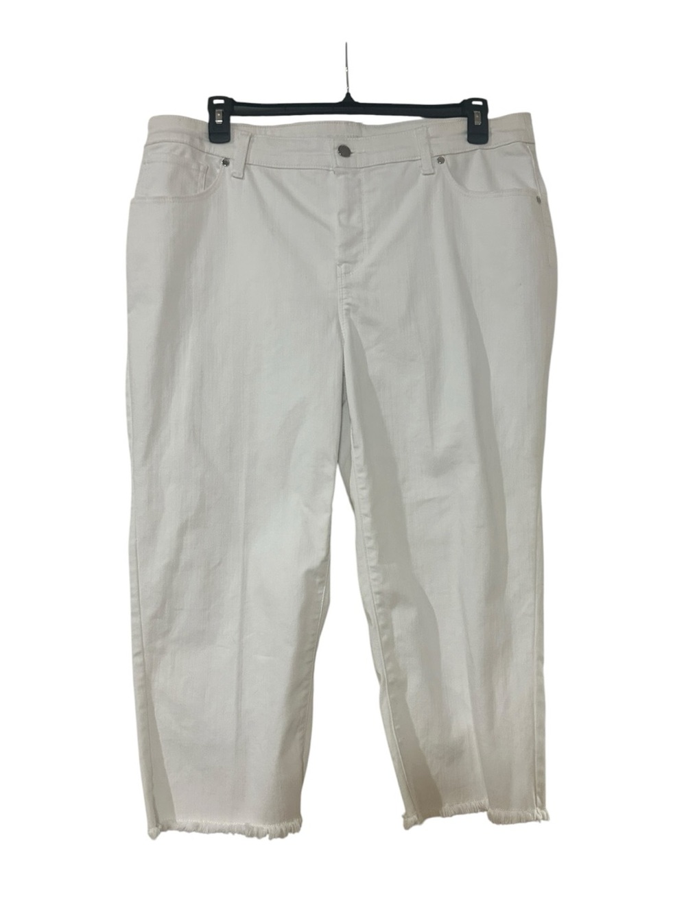 Chico's White Straight-Leg Capri Jeans with Raw Hem